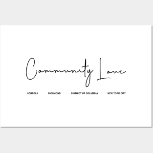Community Love Script Cursive Font Black Posters and Art